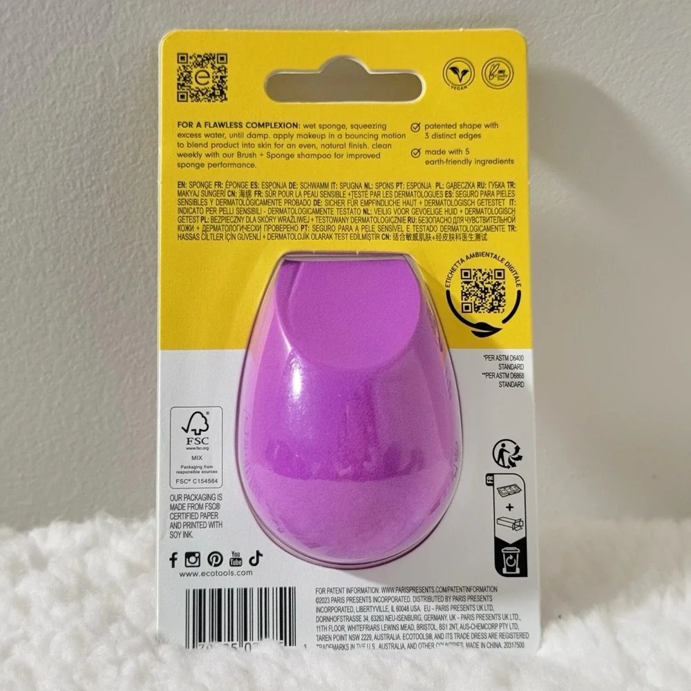 EcoTools BioBlender Compostable Makeup Sponge Purple Vegan Sensitive Skin NEW